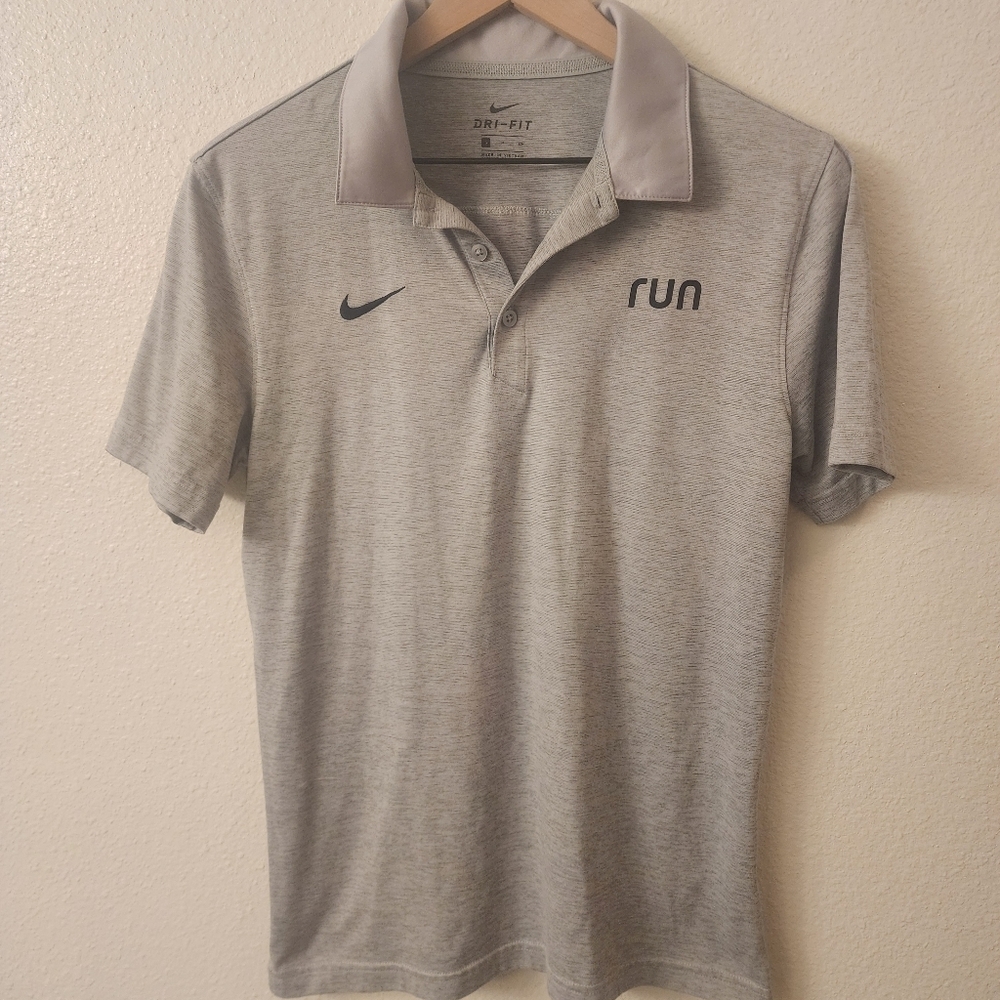 Nike Run Dri-Fit Gray Polo Shirt Mens Small